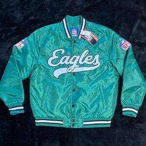 Philadelphia Eagles Green Satin Bomber Jacket